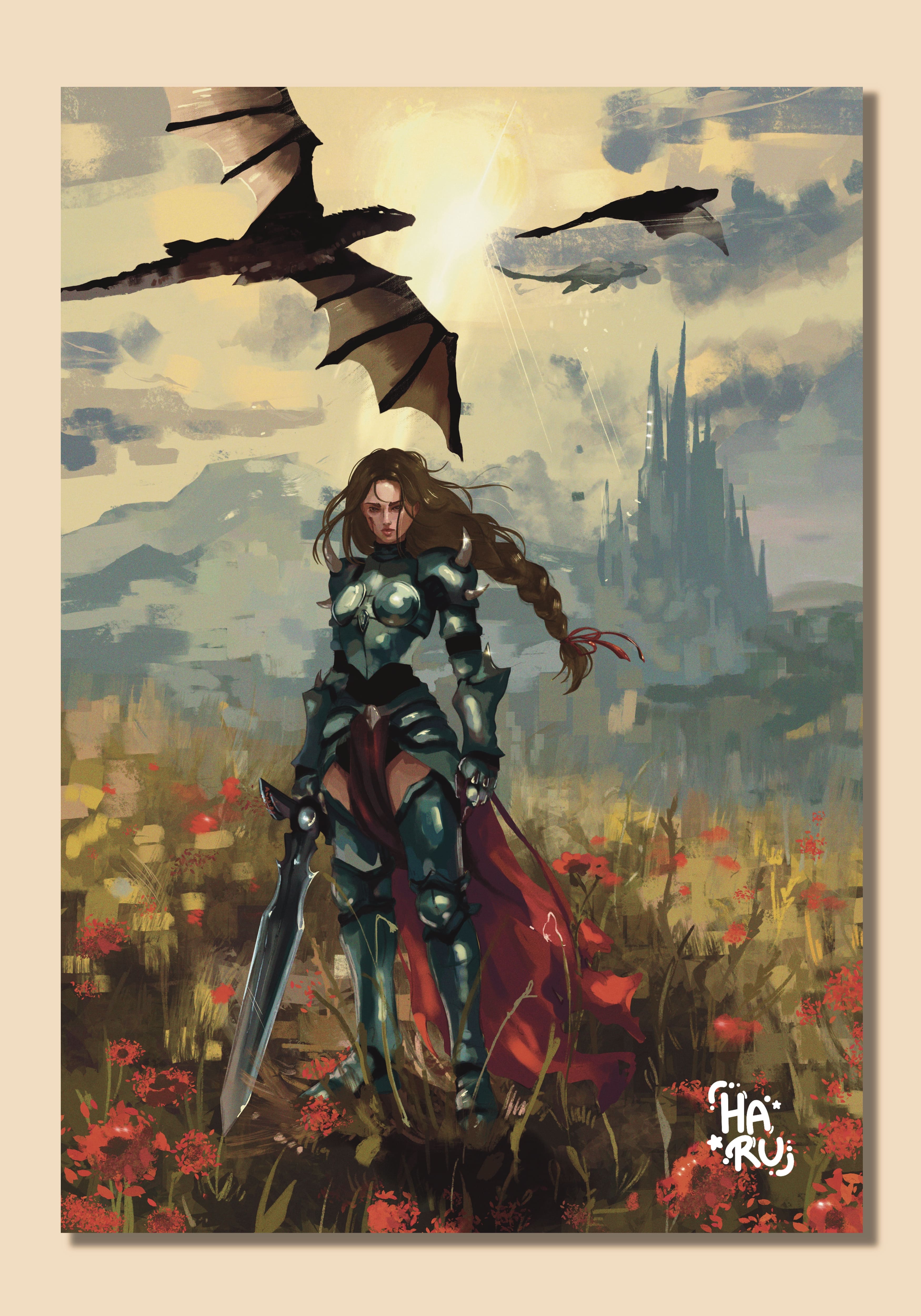 Princesse Dragon - Illustrations - Illustration originale fait main par Haru.luluart - Création artistique Haru.luluart